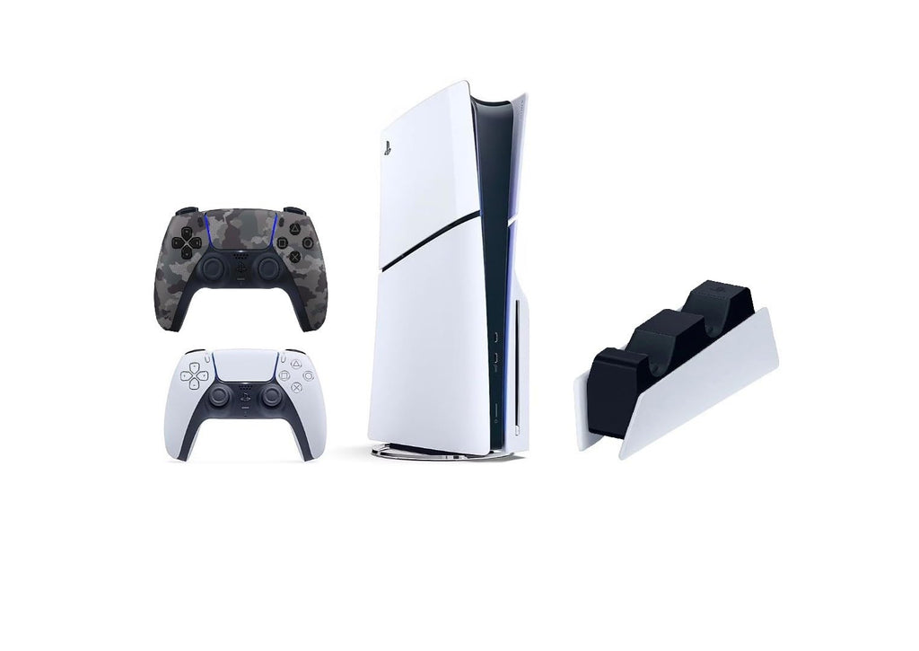 Playstation 5 Slim Disc 1TB Console Bundle with Controllers and Charging Station D66156