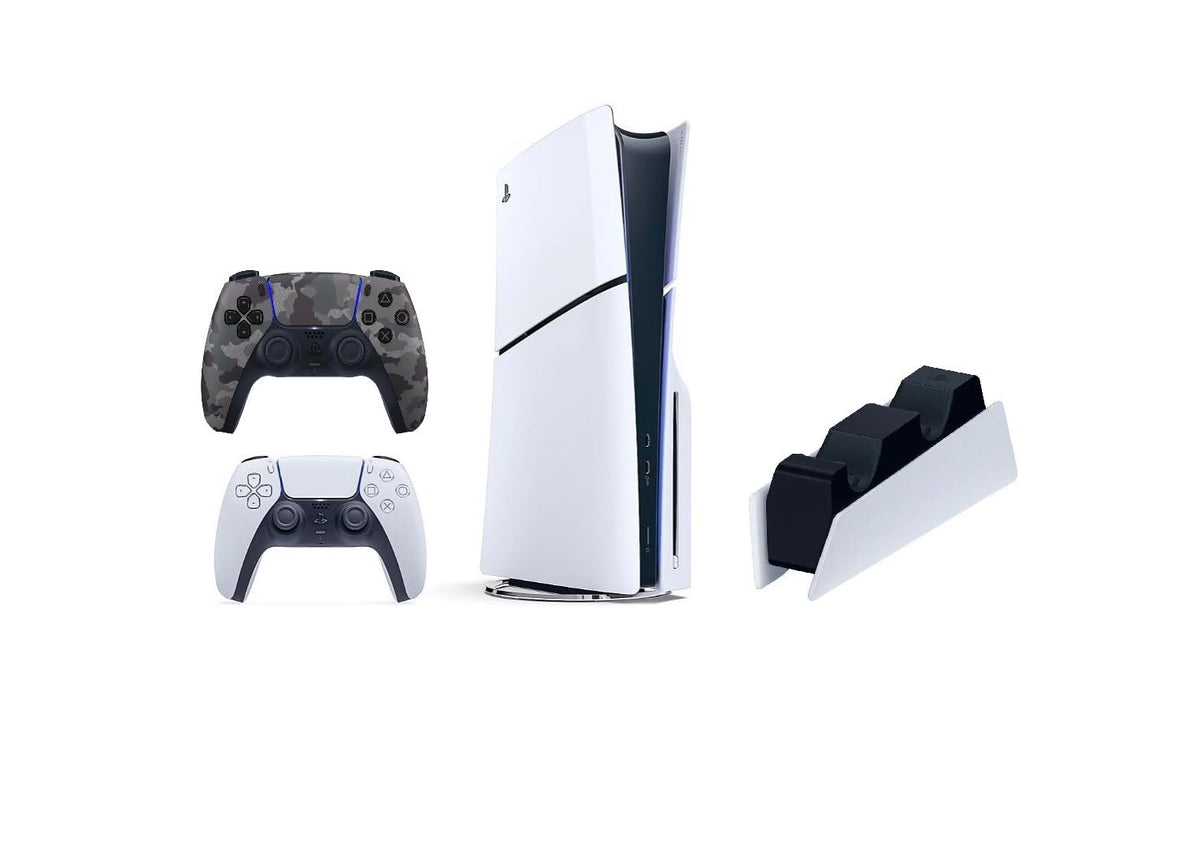 Playstation 5 Slim Disc 1TB Console Bundle with Controllers and Charging Station D66156