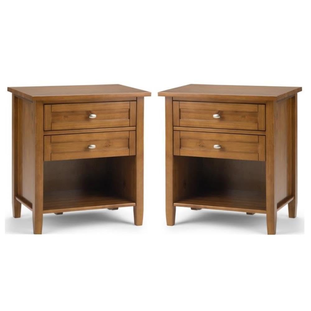 2-Piece Wood 24" Bedside Nightstand Table Set O5762