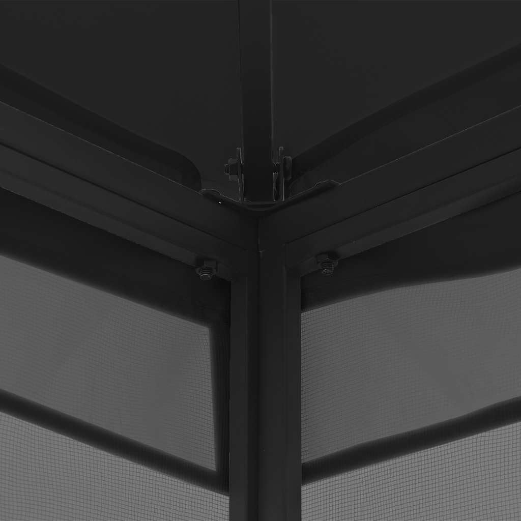 Steel Frame Gazebo with Nets, 9.8x9.8x8.7 ft Anthracite P92243