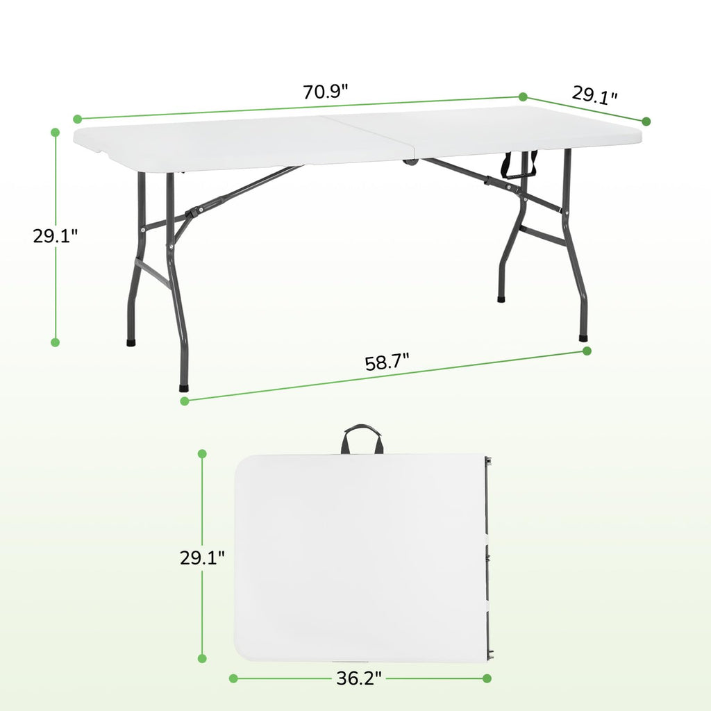 6FT White Portable Plastic Folding Table C465