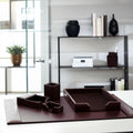 Dark Brown Bonded Leather 5-Piece Desk Set C3879