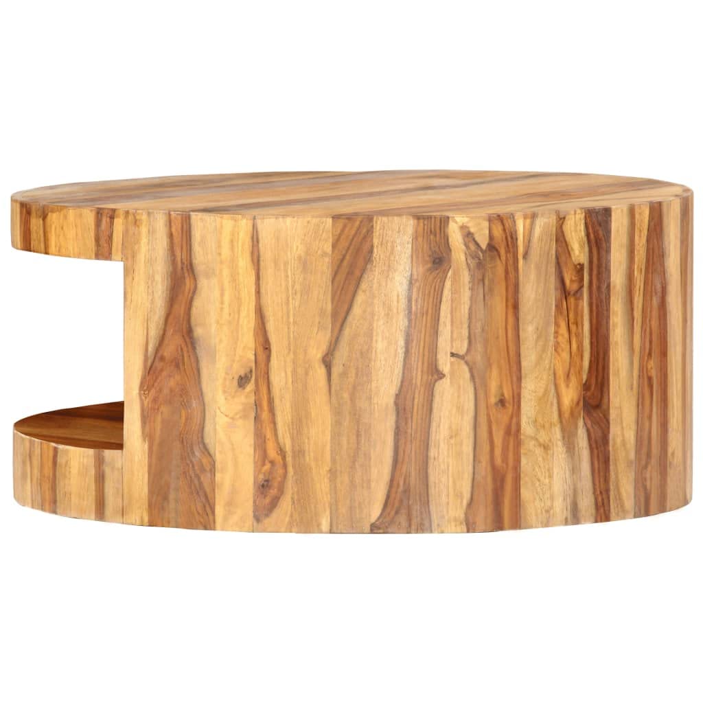 Round Coffee Table 25.6"x11.8" Solid Sheesham Wood Z827