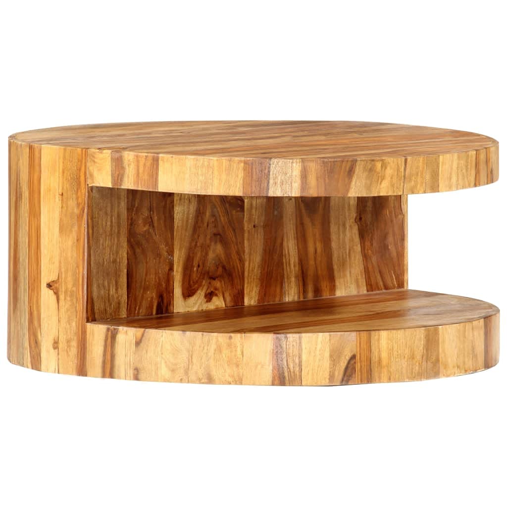 Round Coffee Table 25.6"x11.8" Solid Sheesham Wood Z827