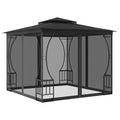 Steel Frame Gazebo with Nets, 9.8x9.8x8.7 ft Anthracite P92243