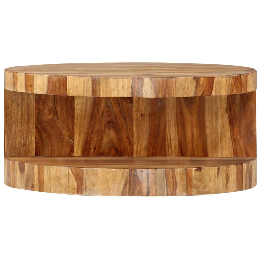 Round Coffee Table 25.6"x11.8" Solid Sheesham Wood Z827