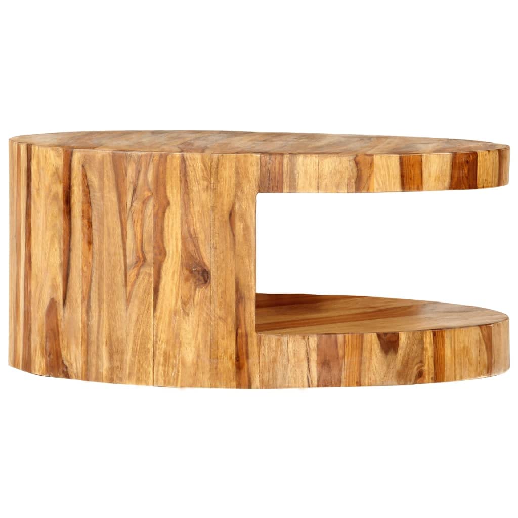 Round Coffee Table 25.6"x11.8" Solid Sheesham Wood Z827