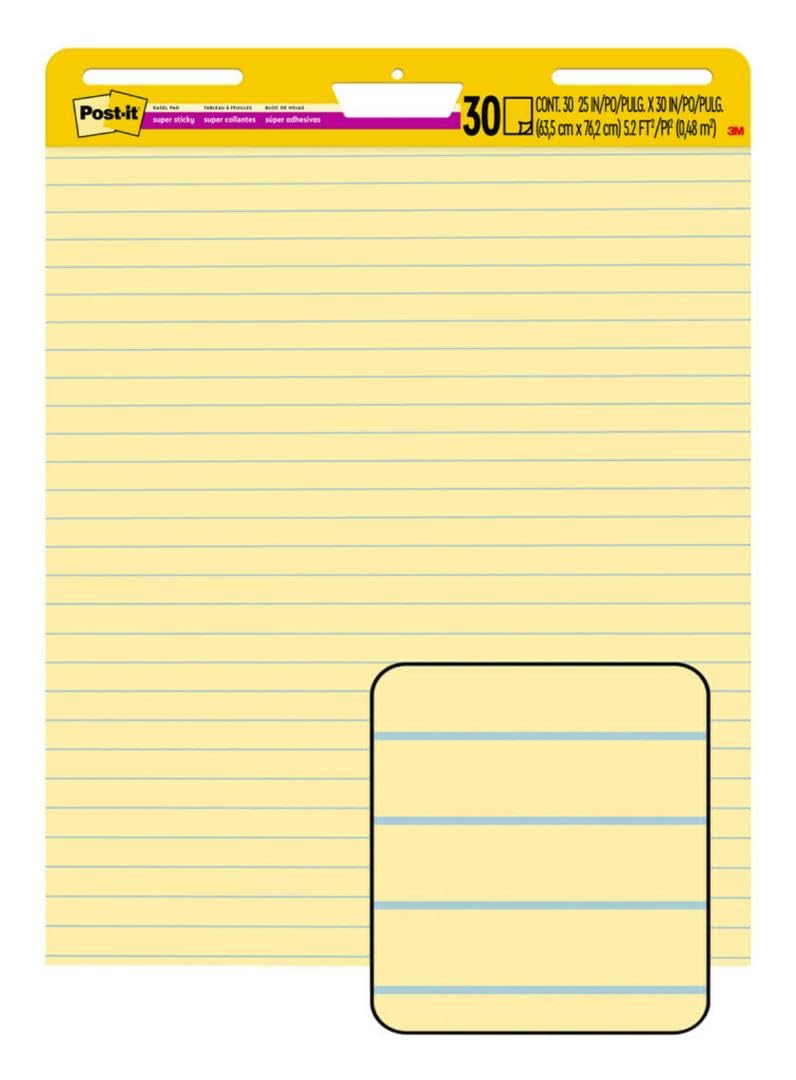 Yellow Lined Easel Pad, 25 x 30 in, 2 Pads I87677