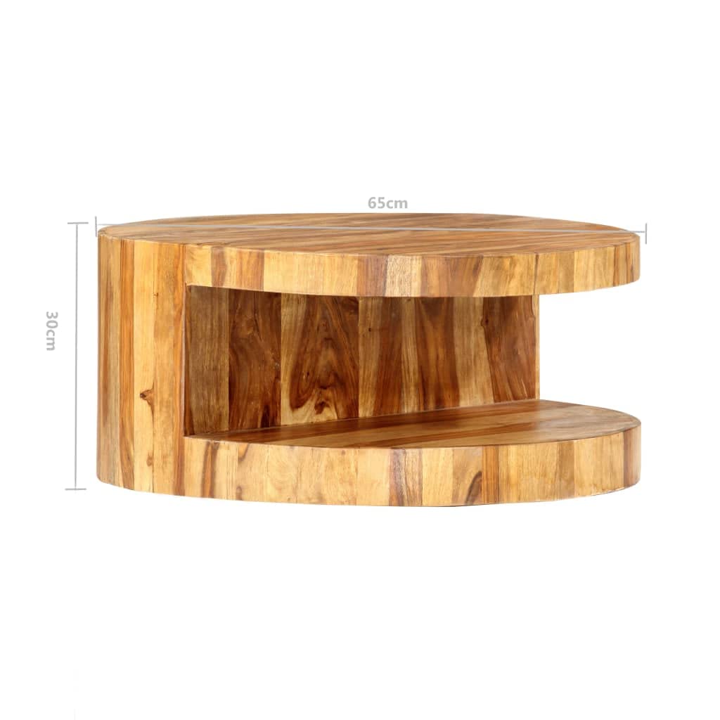 Round Coffee Table 25.6"x11.8" Solid Sheesham Wood Z827