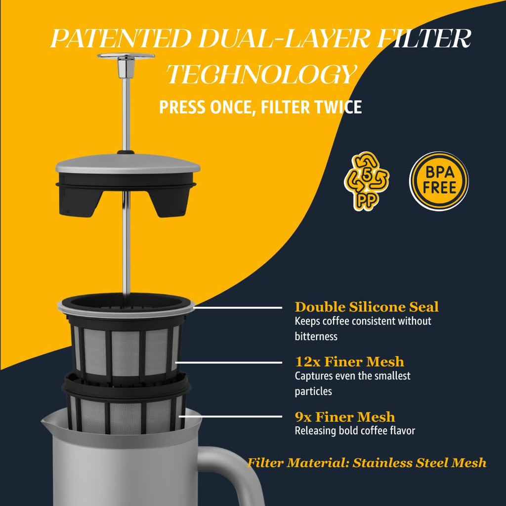 18oz Brushed Stainless Steel French Press C8841