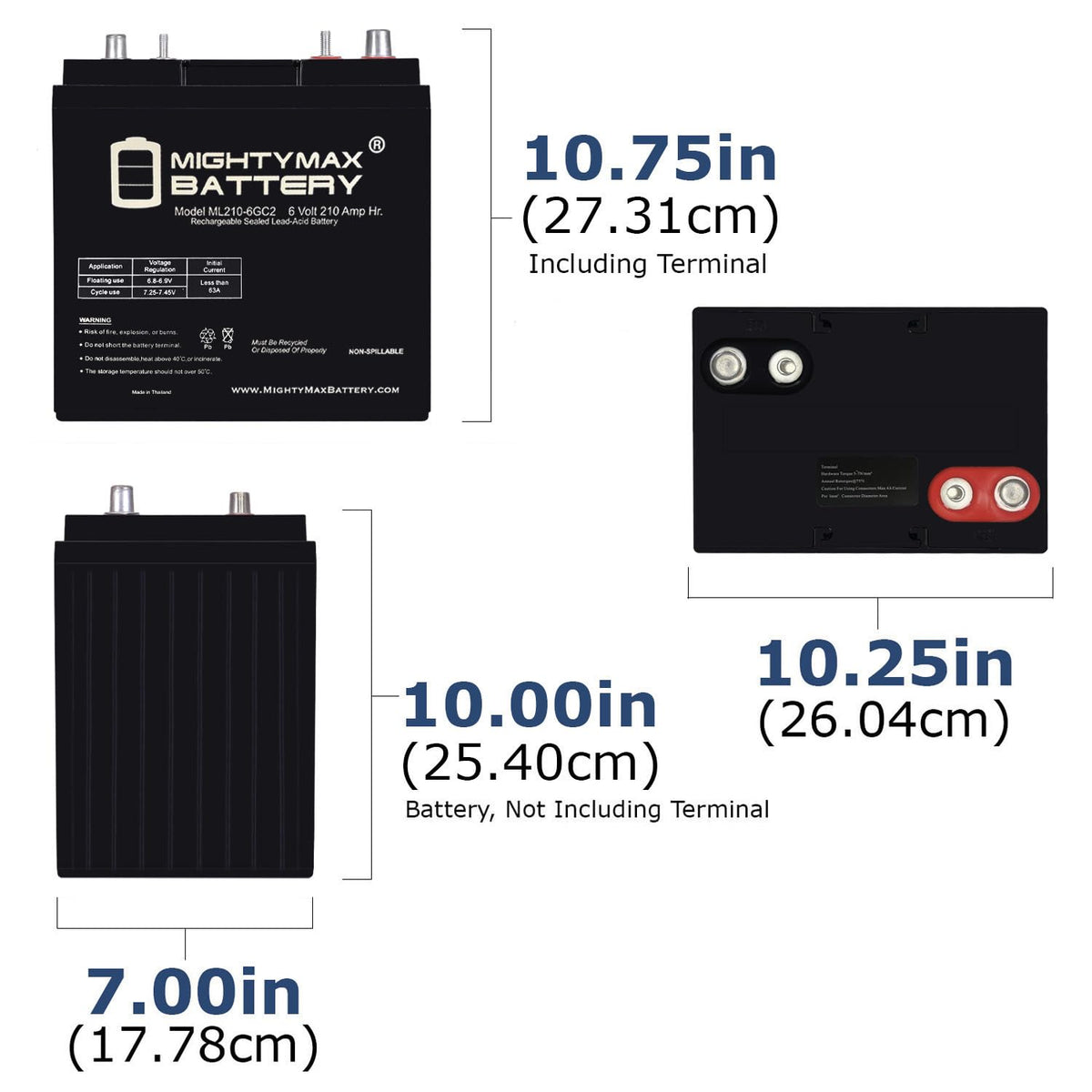 6V 210AH Dual Terminal SLA Replacement Battery 4 Pack R57236
