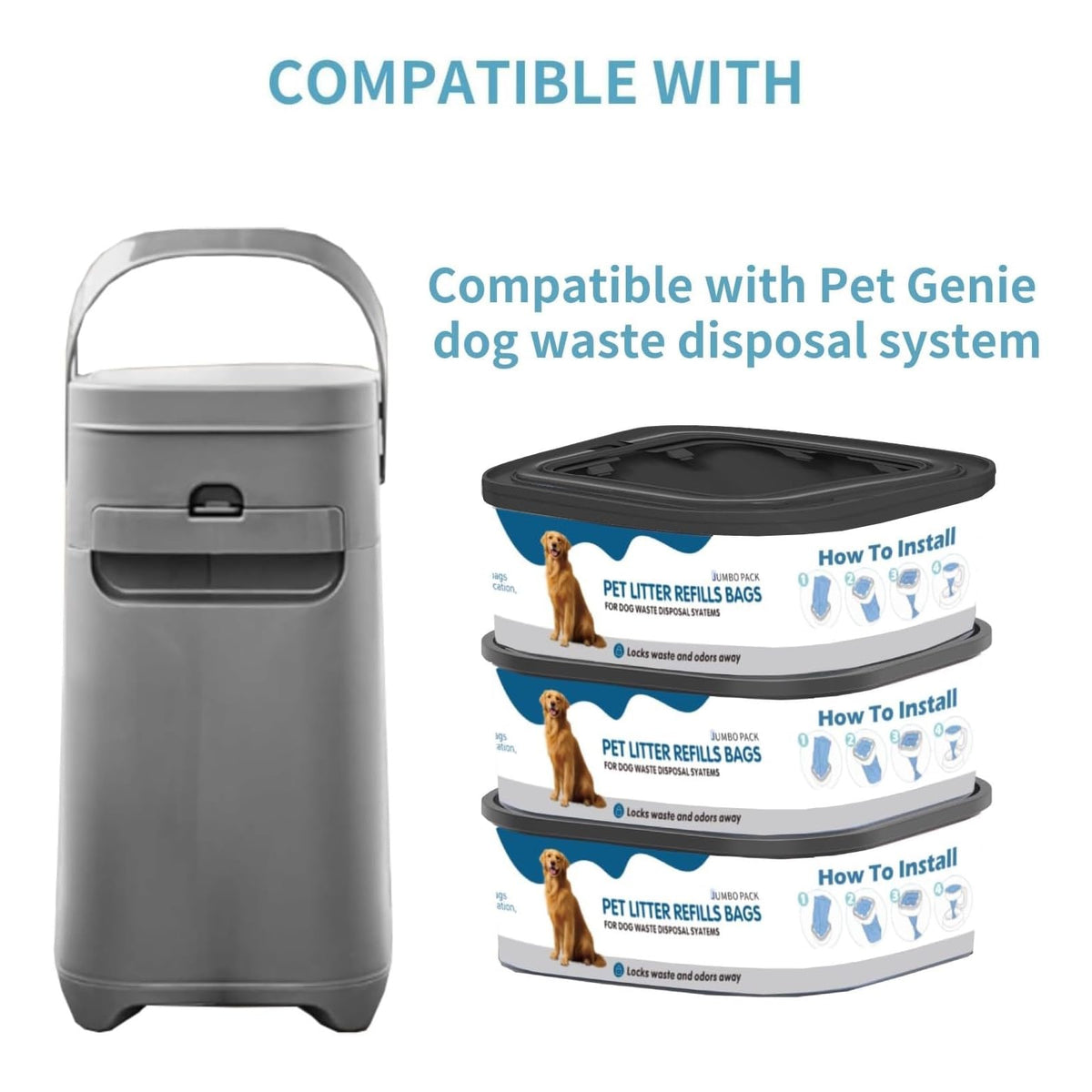 6 Pack Jumbo Square Refills Pet Waste Bags E822