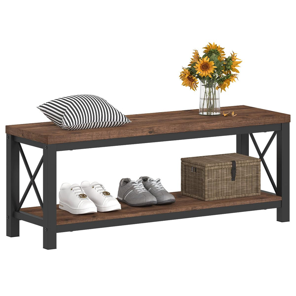 2 Tier Wood Metal Storage Bench R929078