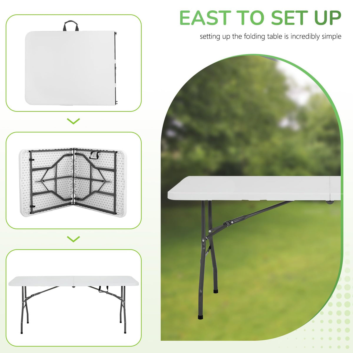 6FT White Portable Plastic Folding Table C465