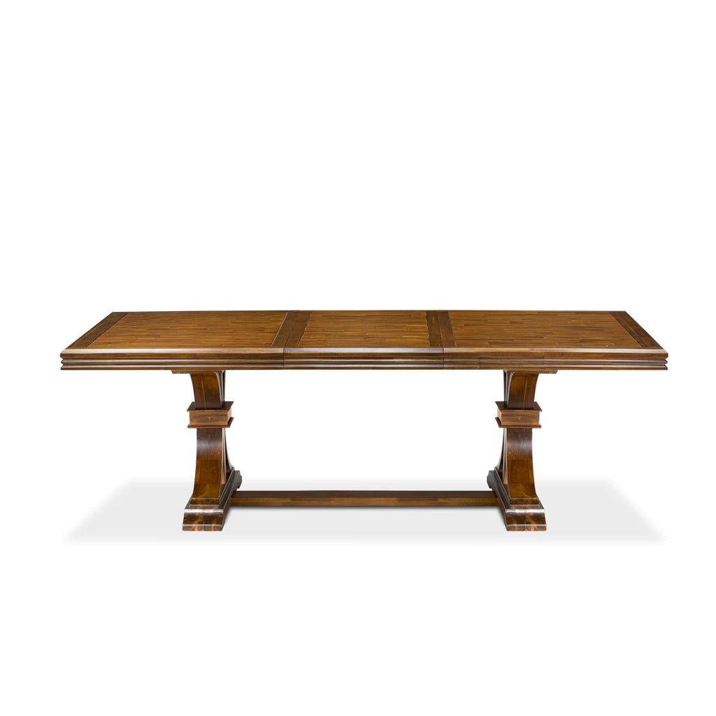9 Piece Dining Table Set with 8 Light Beige Fabric Chairs R83804