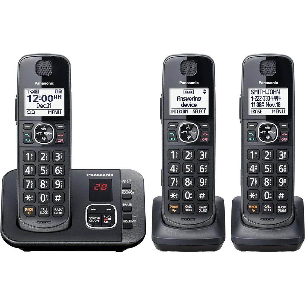 3 Cordless Phones with Answering Machine and Call Blocking L117