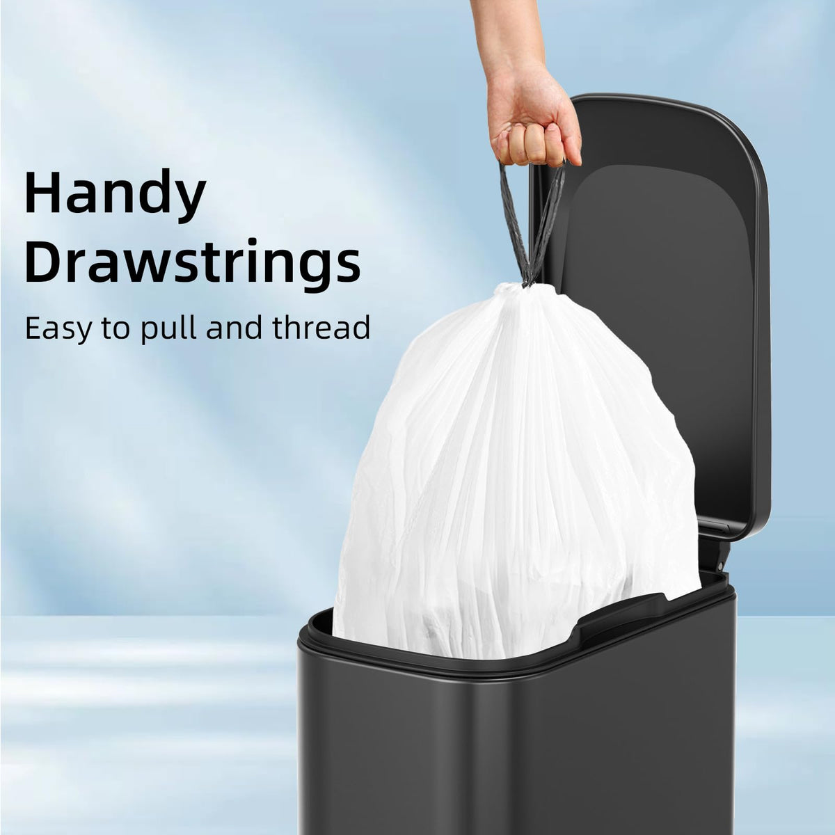 1.6 Gallon Mini Drawstring Trash Bags, 120 Counts White Trash Bin Liners H853837