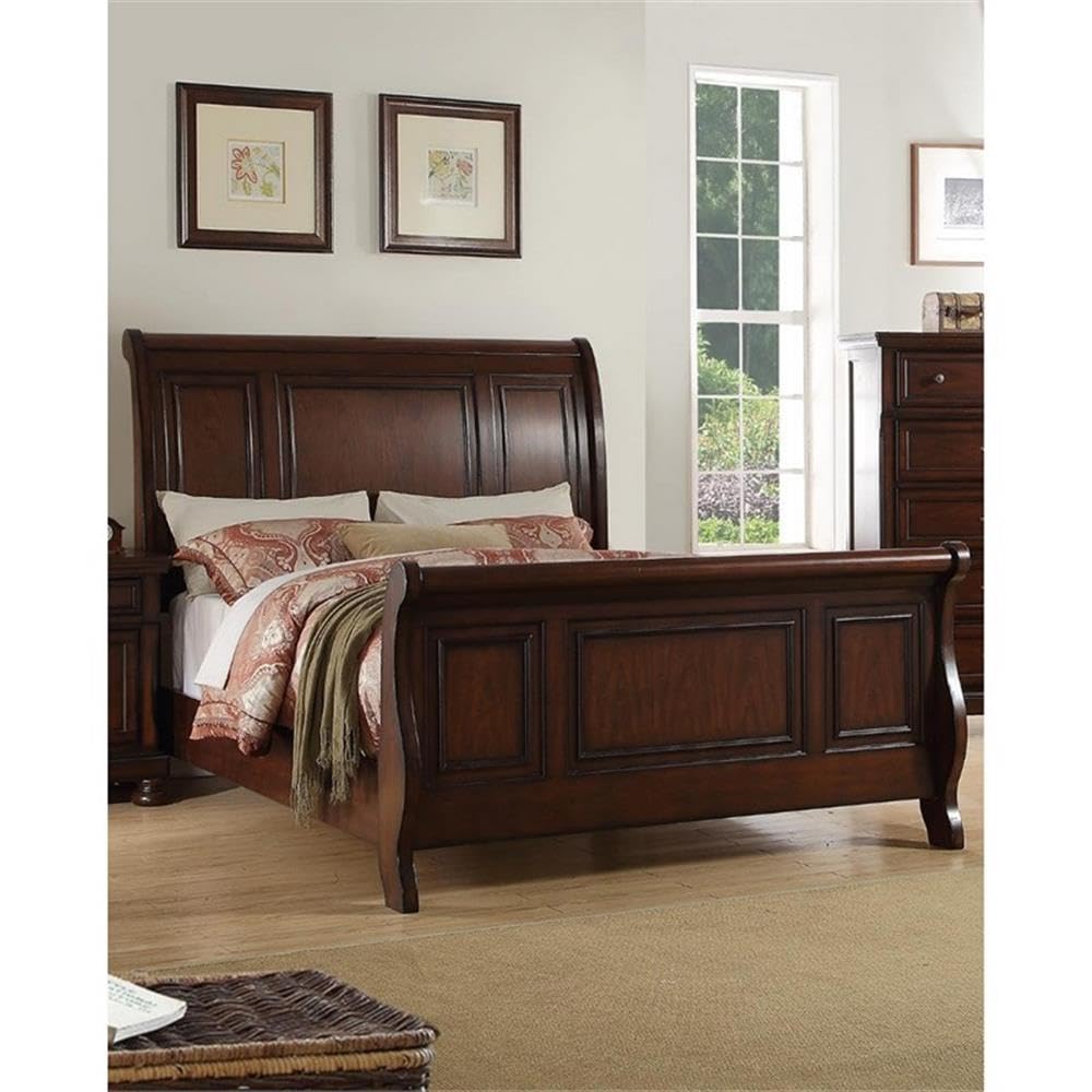 California King Pine Wood Sleigh Bed K66286