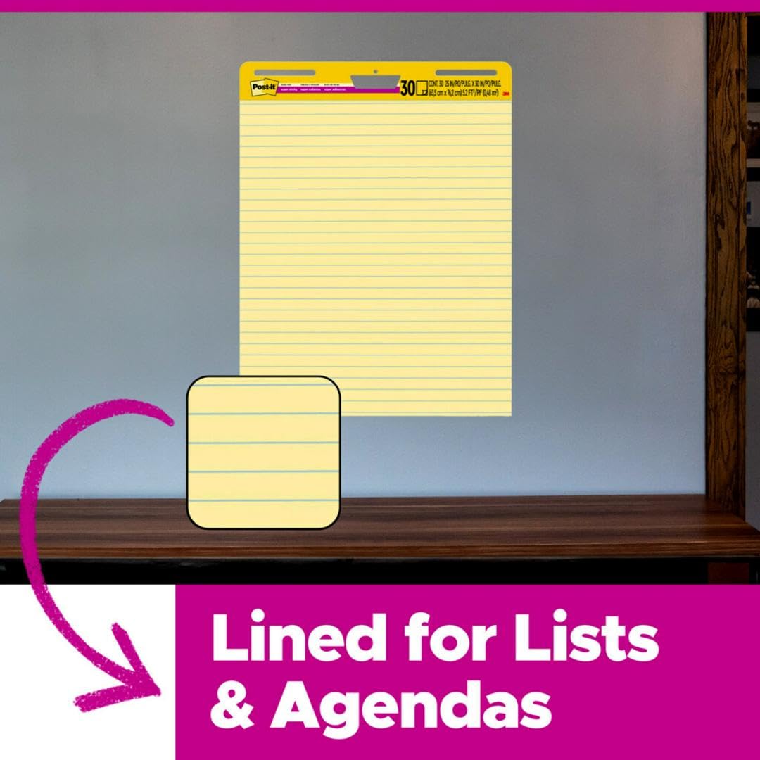 Yellow Lined Easel Pad, 25 x 30 in, 2 Pads I87677
