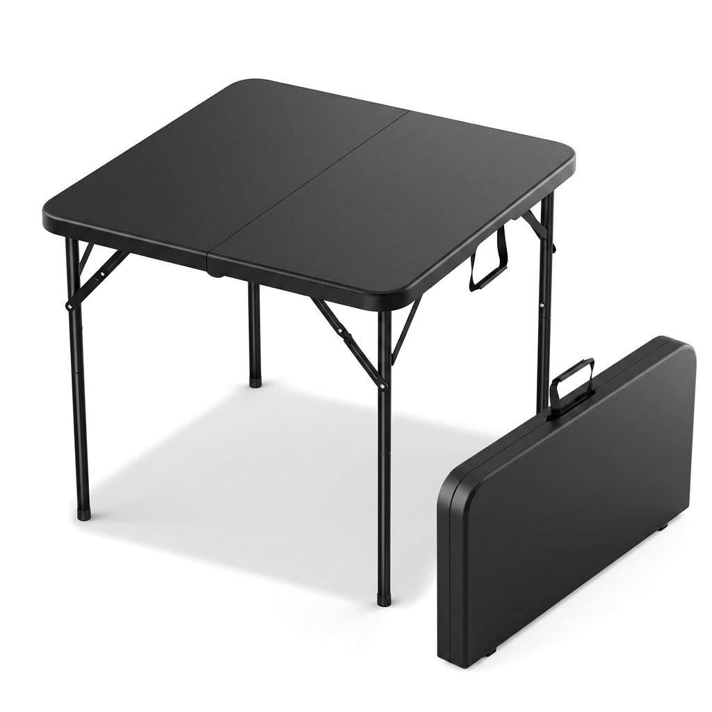 34" Square Folding Card Table with Built-in Handle, Black L8950