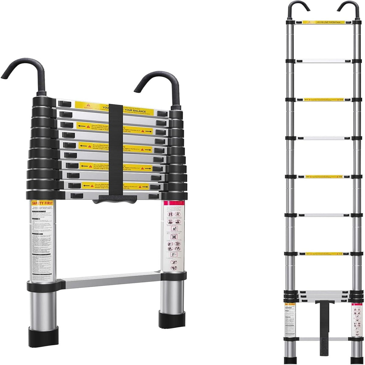 10.5ft Aluminum Telescoping Ladder 330 lbs Capacity P6816
