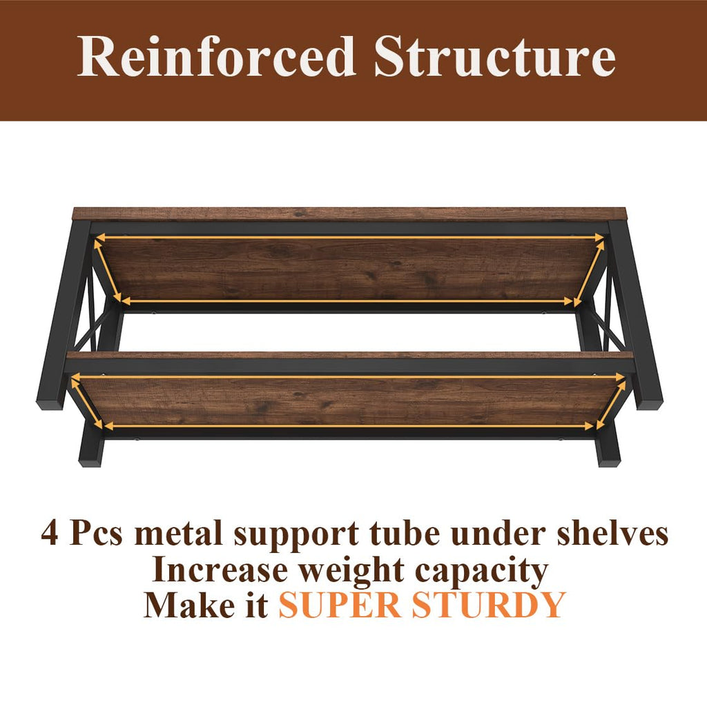2 Tier Wood Metal Storage Bench R929078
