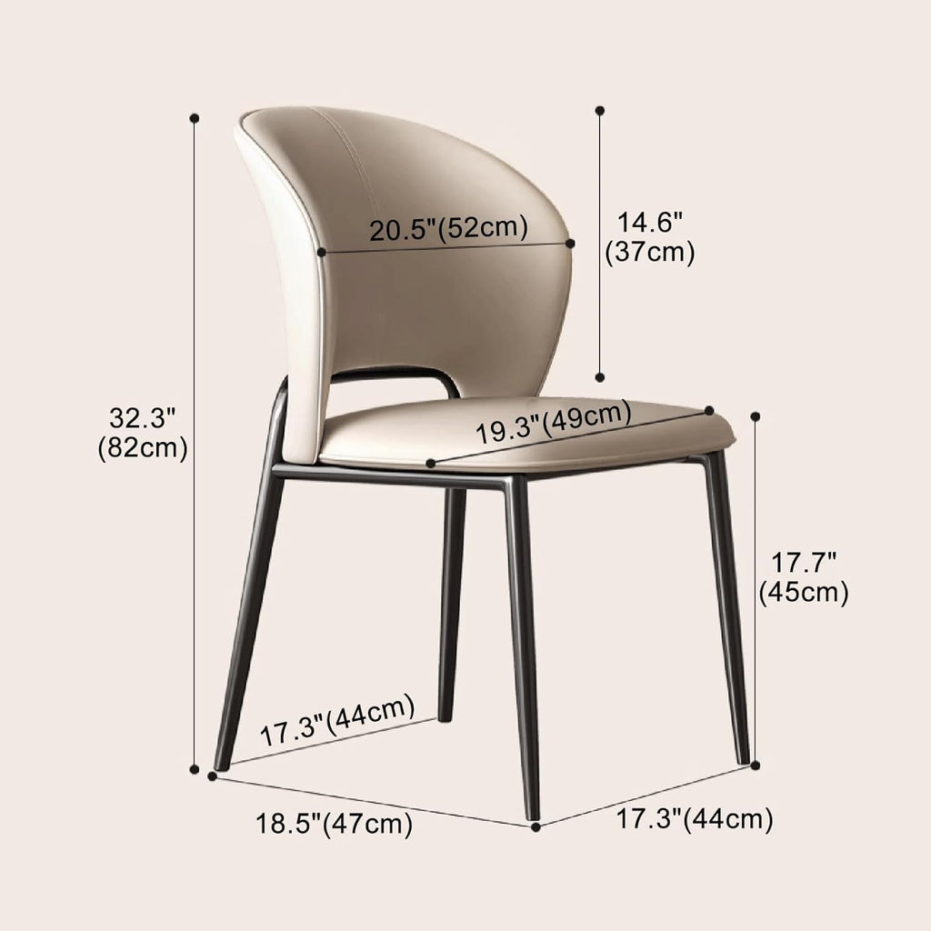 Black Faux Leather Dining Chairs with Metal Legs W850