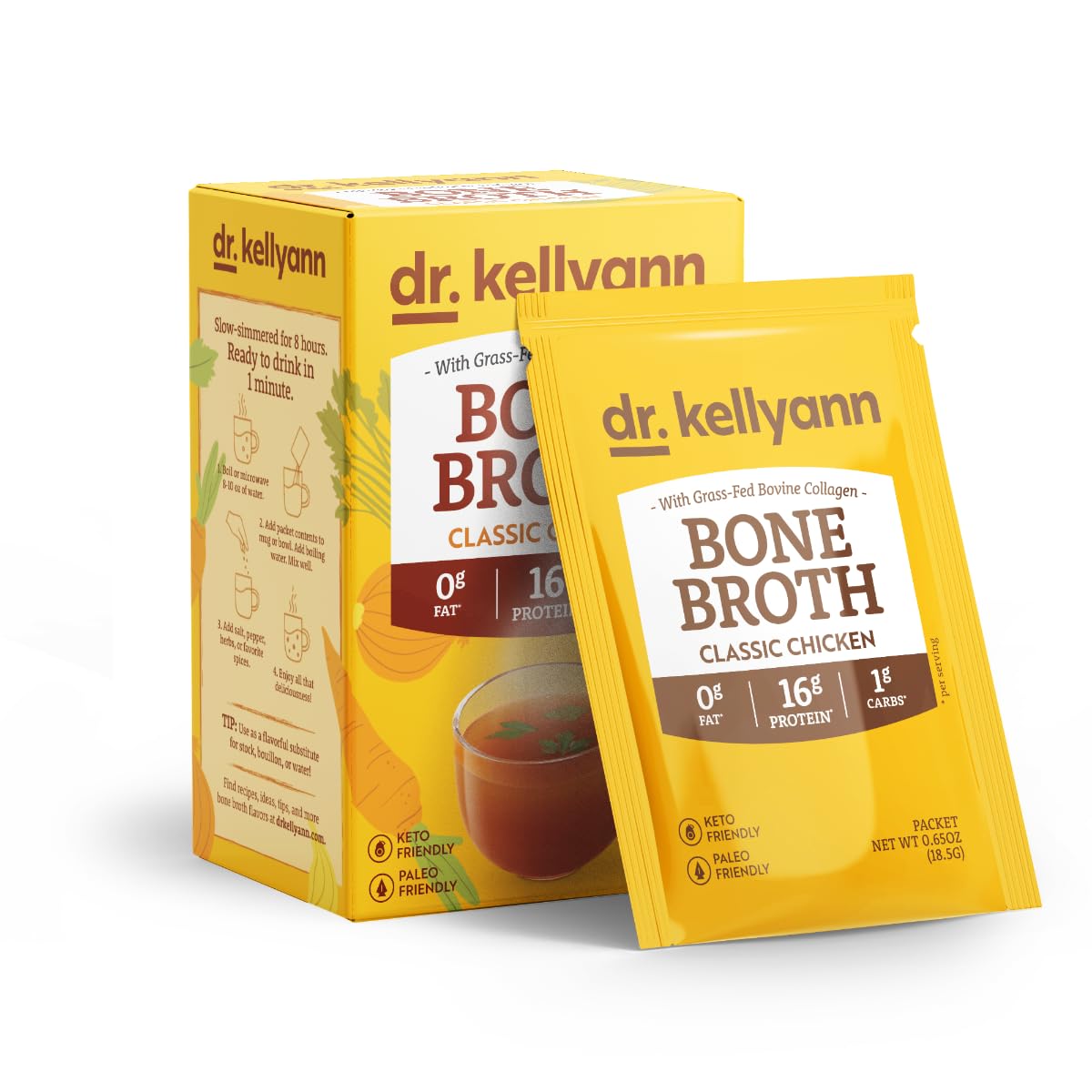 Bone Broth Powder Packets Classic Chicken Flavor 70 servings W2360