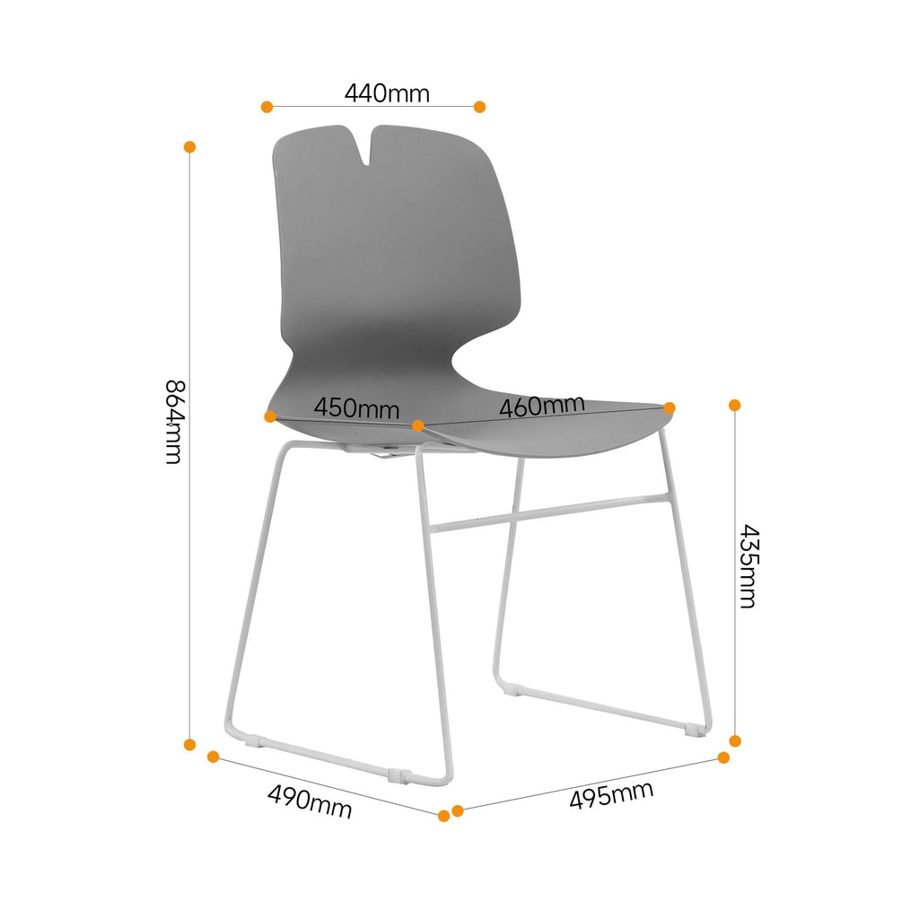 Grey Polypropylene Steel Office Chair Set of 4 T76577