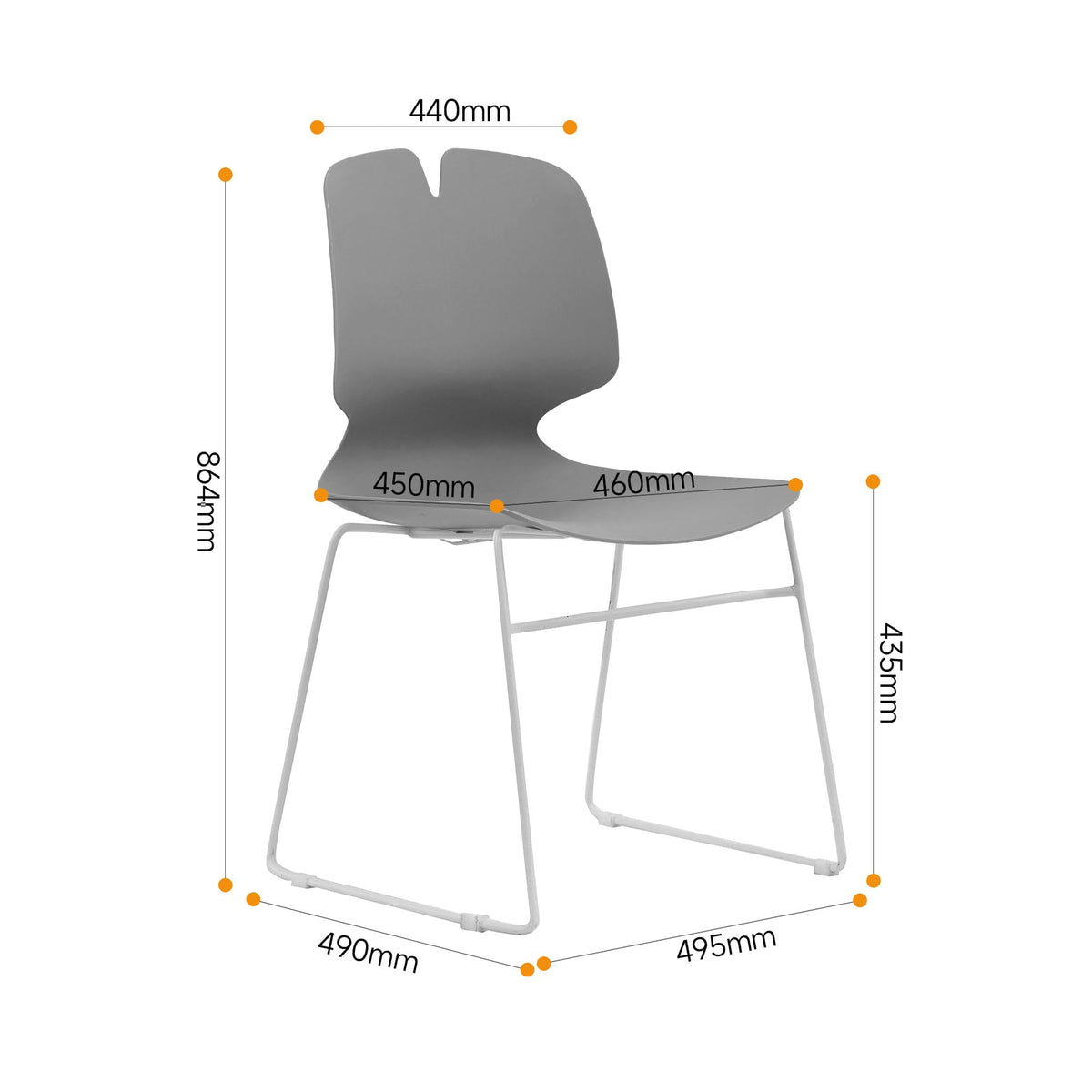 Grey Polypropylene Steel Office Chair Set of 4 T76577
