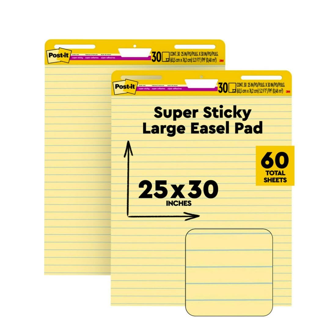 Yellow Lined Easel Pad, 25 x 30 in, 2 Pads I87677