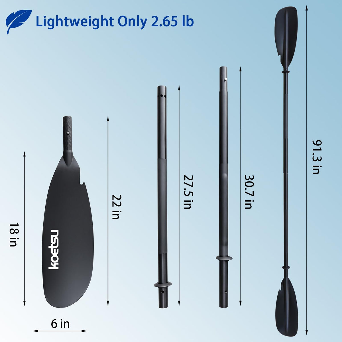 Aluminum 4-Piece Adjustable Double-Sided Kayak Paddle G9218