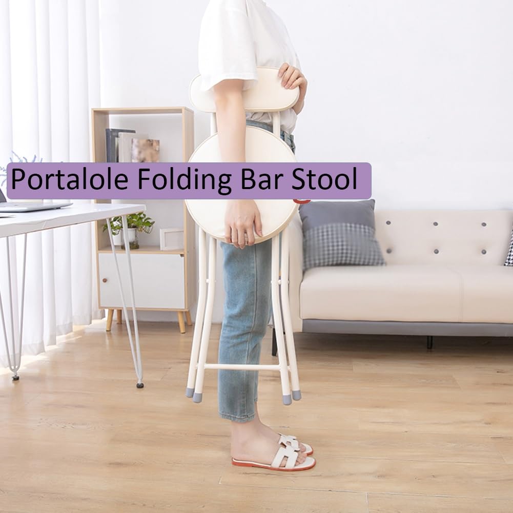 Portable Folding Stool with Back Support, Footrest, Padded Seat, Black J684643