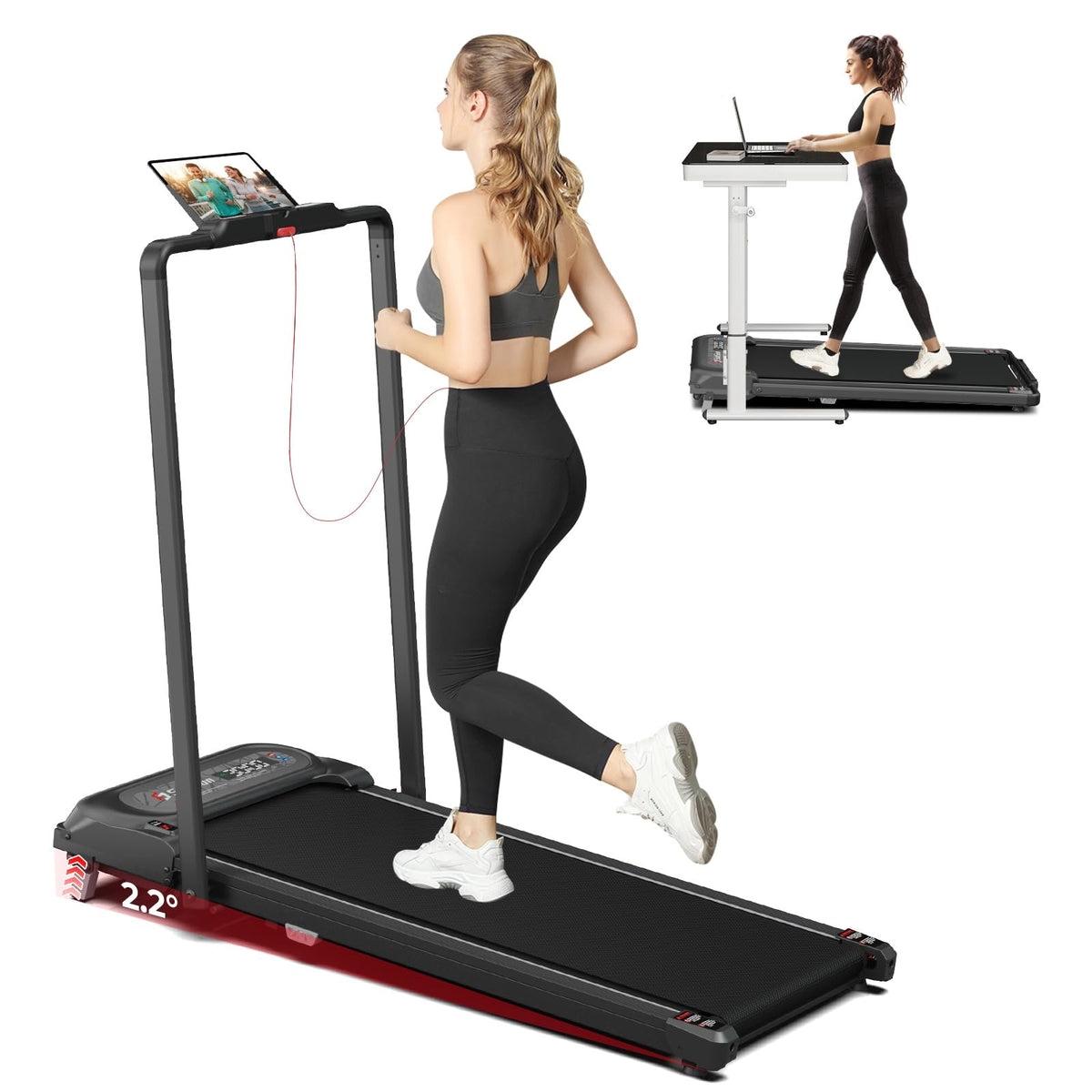 2 in 1 Folding Treadmill with Handle Bar X6451