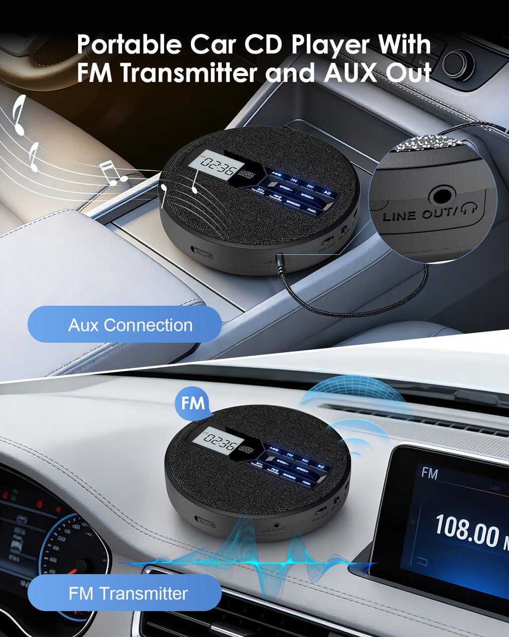 Portable CD Player with Bluetooth & FM Transmitter Z87269
