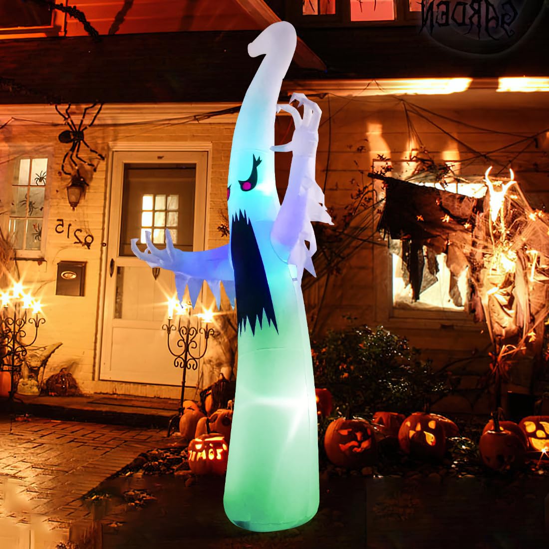 6 FT Halloween Inflatable Ghost with Built-in Colorful LEDs L156
