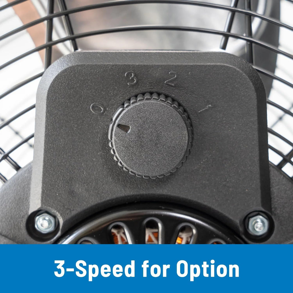 20" 3-Speed Tiltable Black Steel Floor Fan K757891