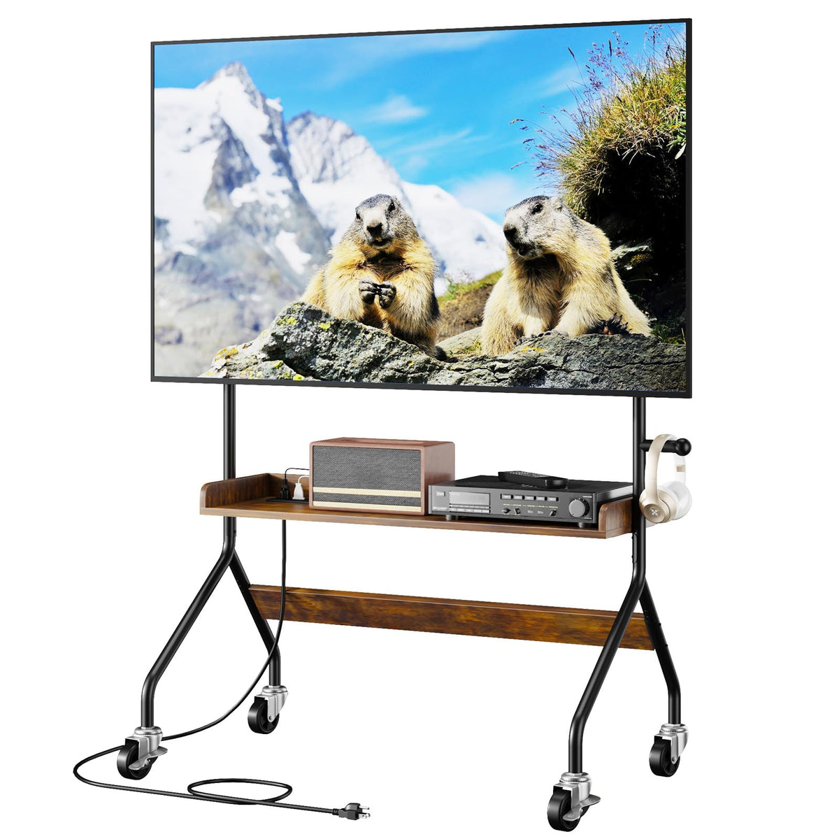 Rolling TV Stand with Power Outlet for 32-75 Inch TV W891