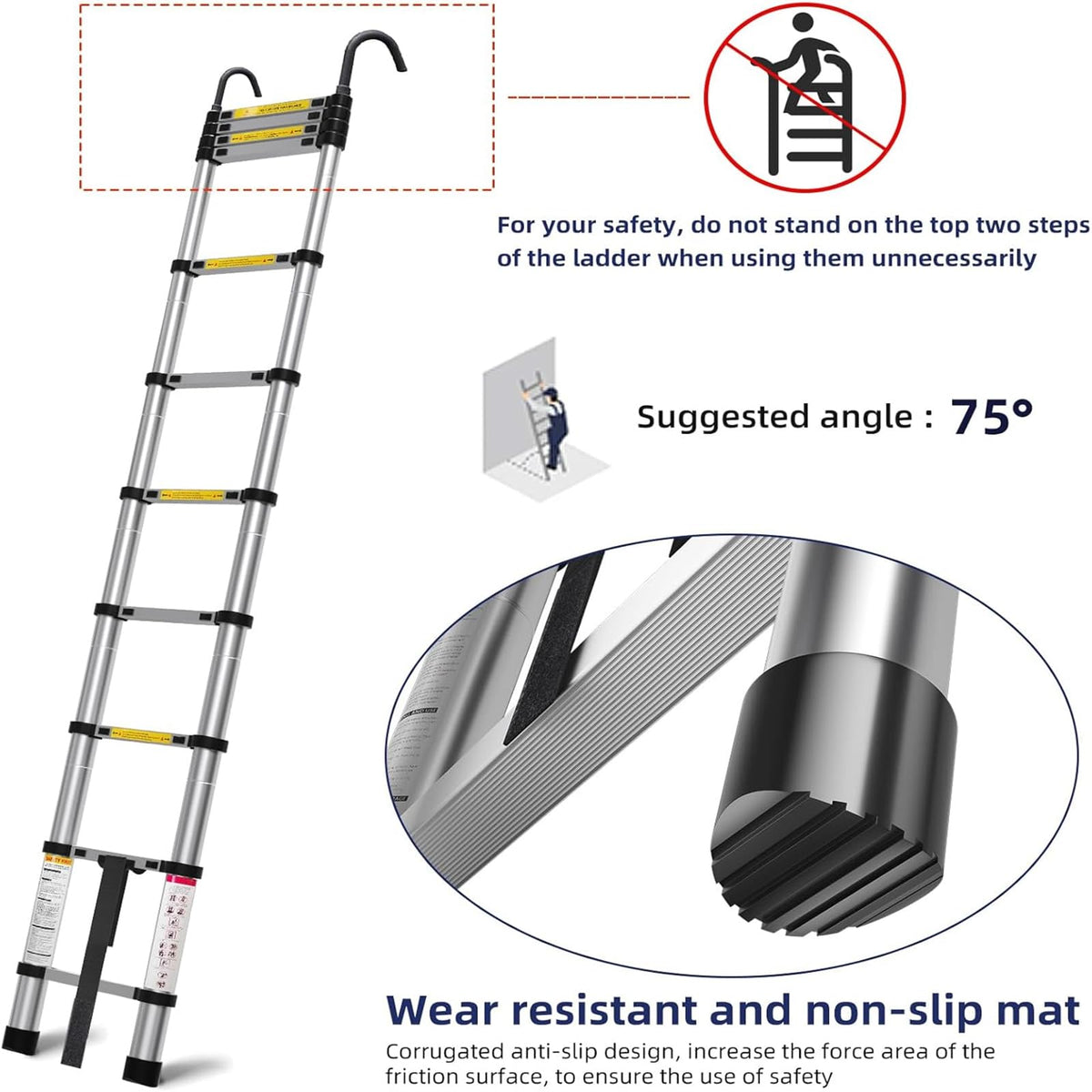 10.5ft Aluminum Telescoping Ladder 330 lbs Capacity P6816