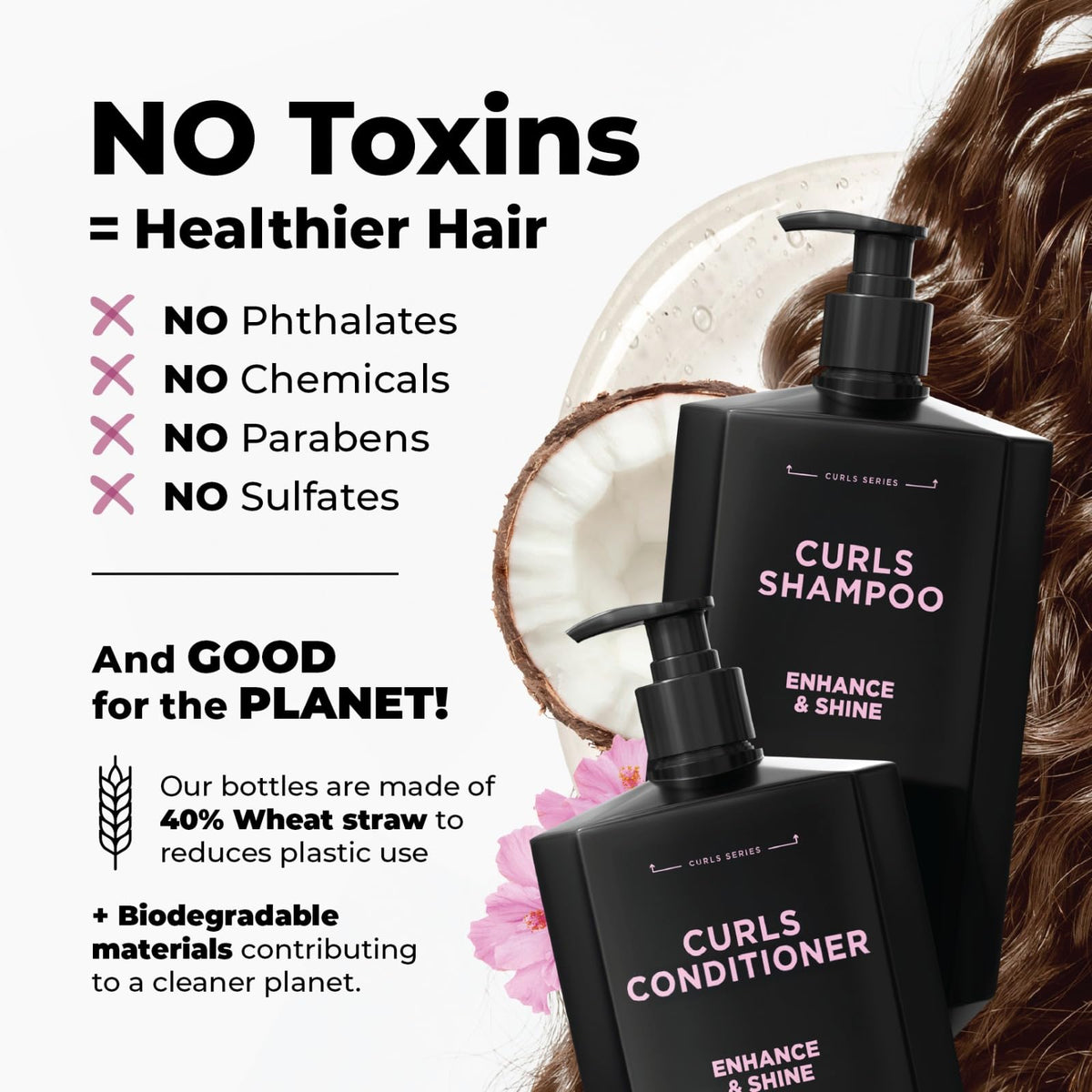 Curly Hair Shampoo & Conditioner Set Sulfate-Free 8 fl oz V57074