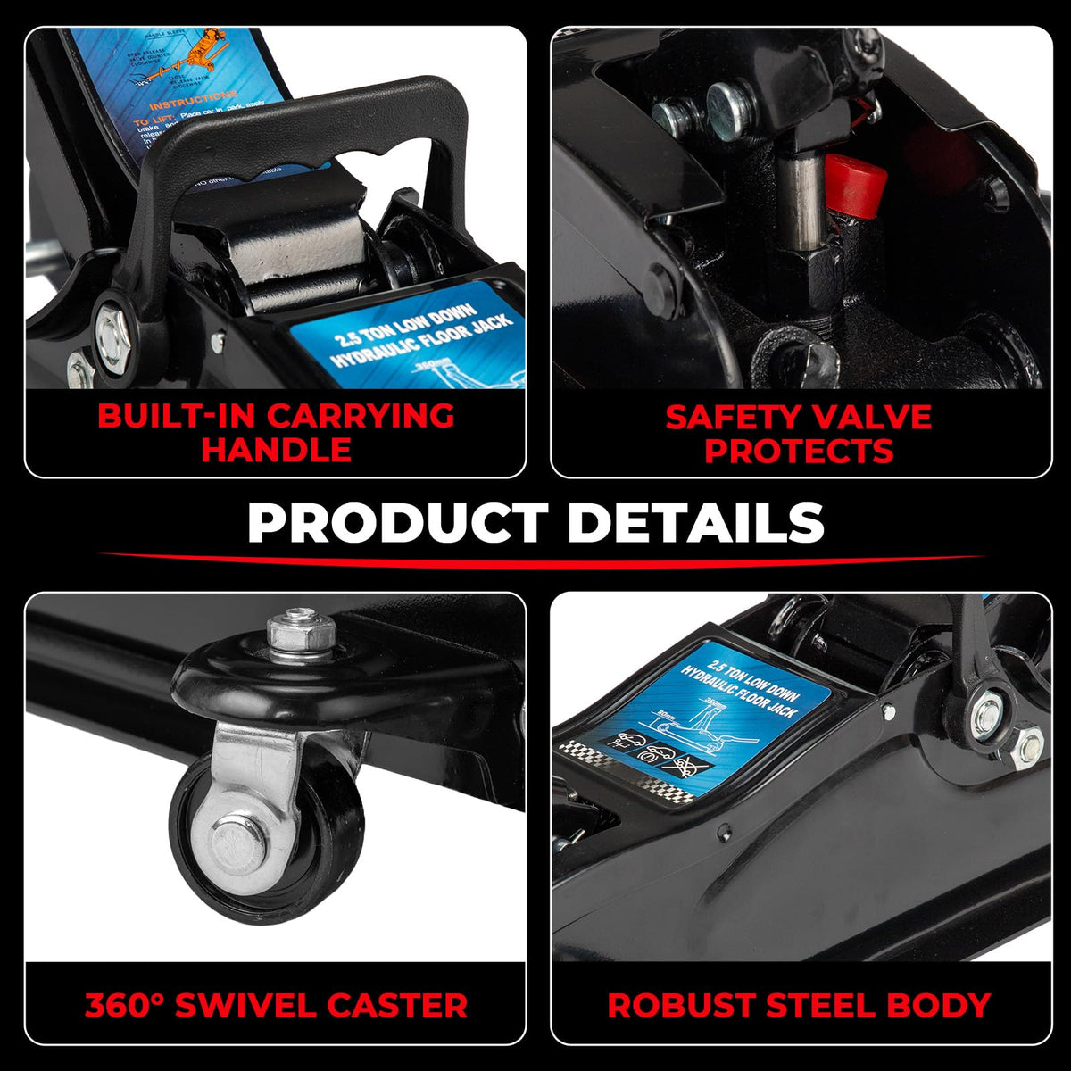 Heavy Duty Steel Hydraulic Floor Jack D958
