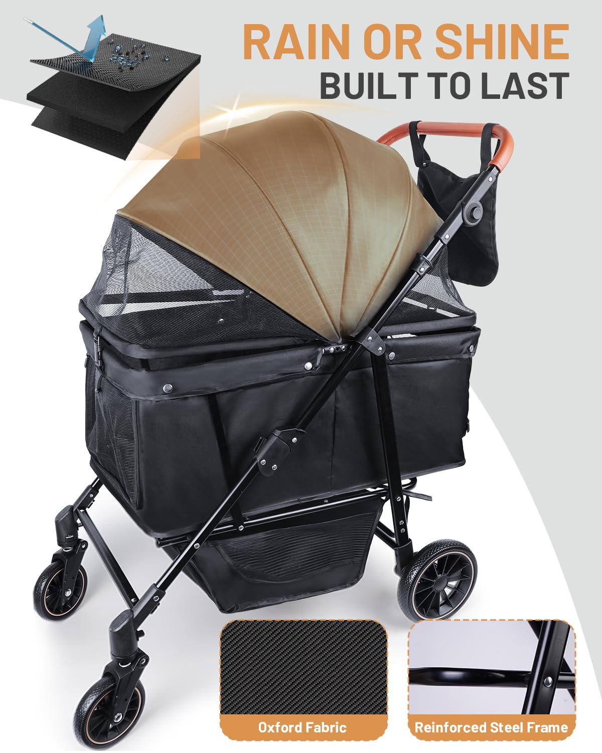 Foldable Ventilated Dog Stroller with Canopy Z49030