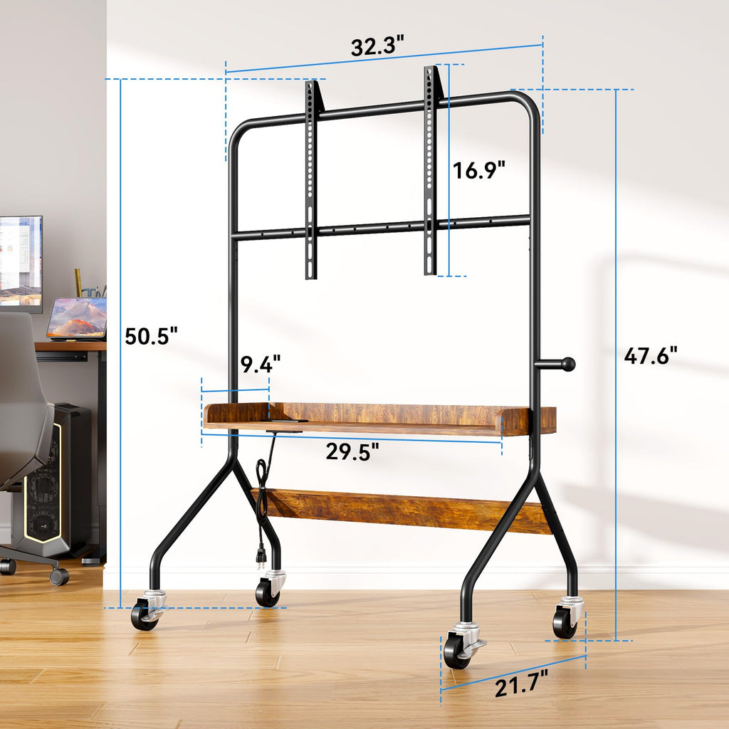 Rolling TV Stand with Power Outlet for 32-75 Inch TV W891