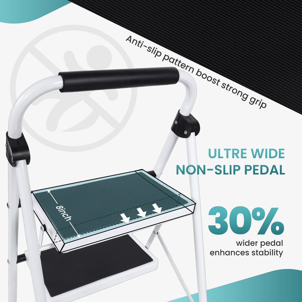3 Step Ladder with Anti-Slip Pedal & Handrail Y91949