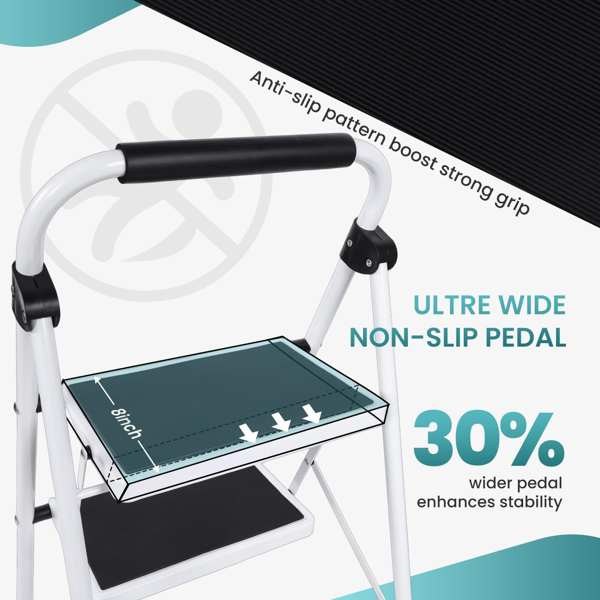 3 Step Ladder with Anti-Slip Pedal & Handrail Y91949