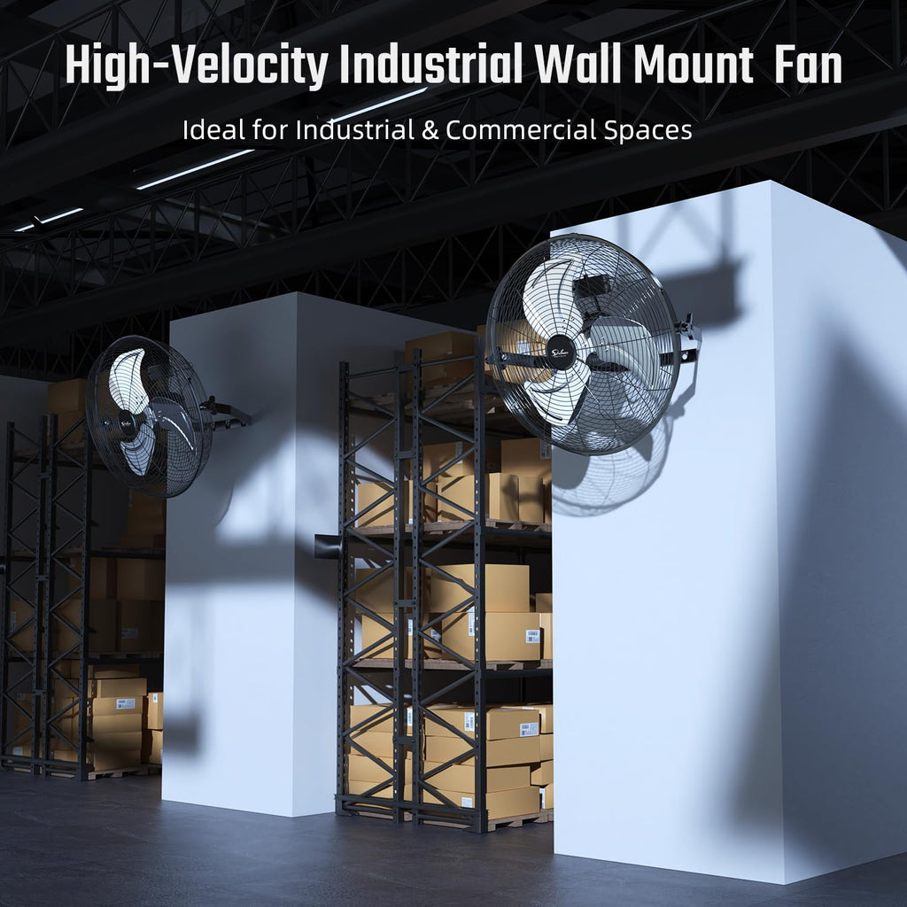 20 Inch High Velocity 3 Speed Black Wall-Mount Fan Y7698