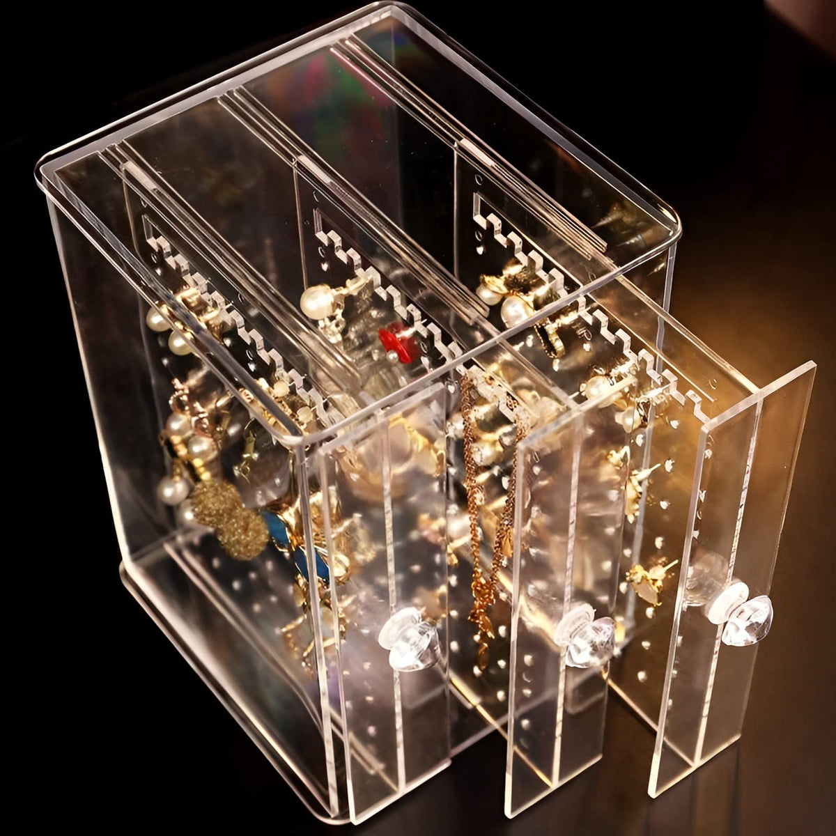Clear Acrylic 3 Vertical Drawer Jewelry Storage Box S72758