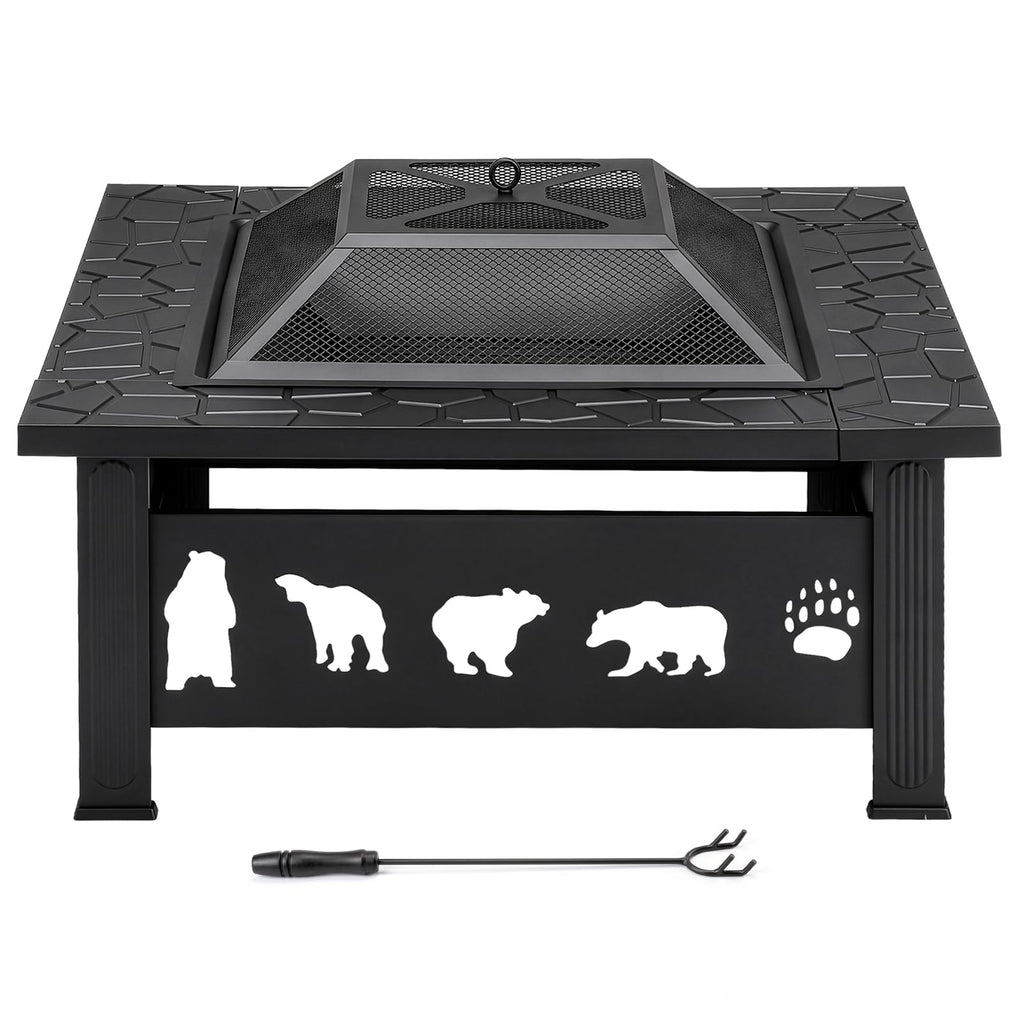 32 Inch Black Wrought Iron Wood Burning Fire Pit H853