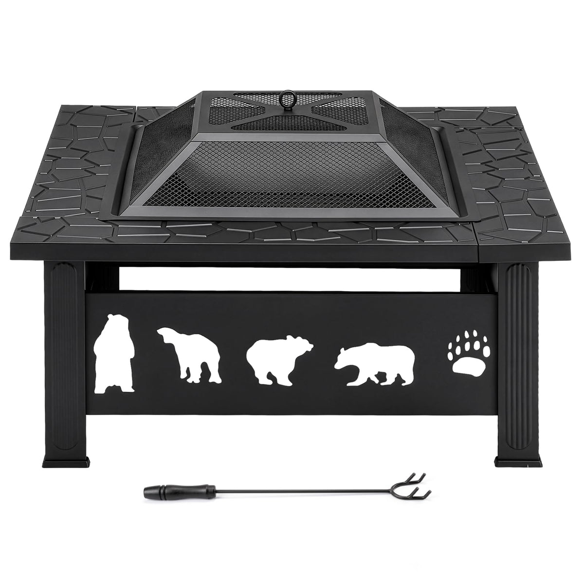 32 Inch Black Wrought Iron Wood Burning Fire Pit H853