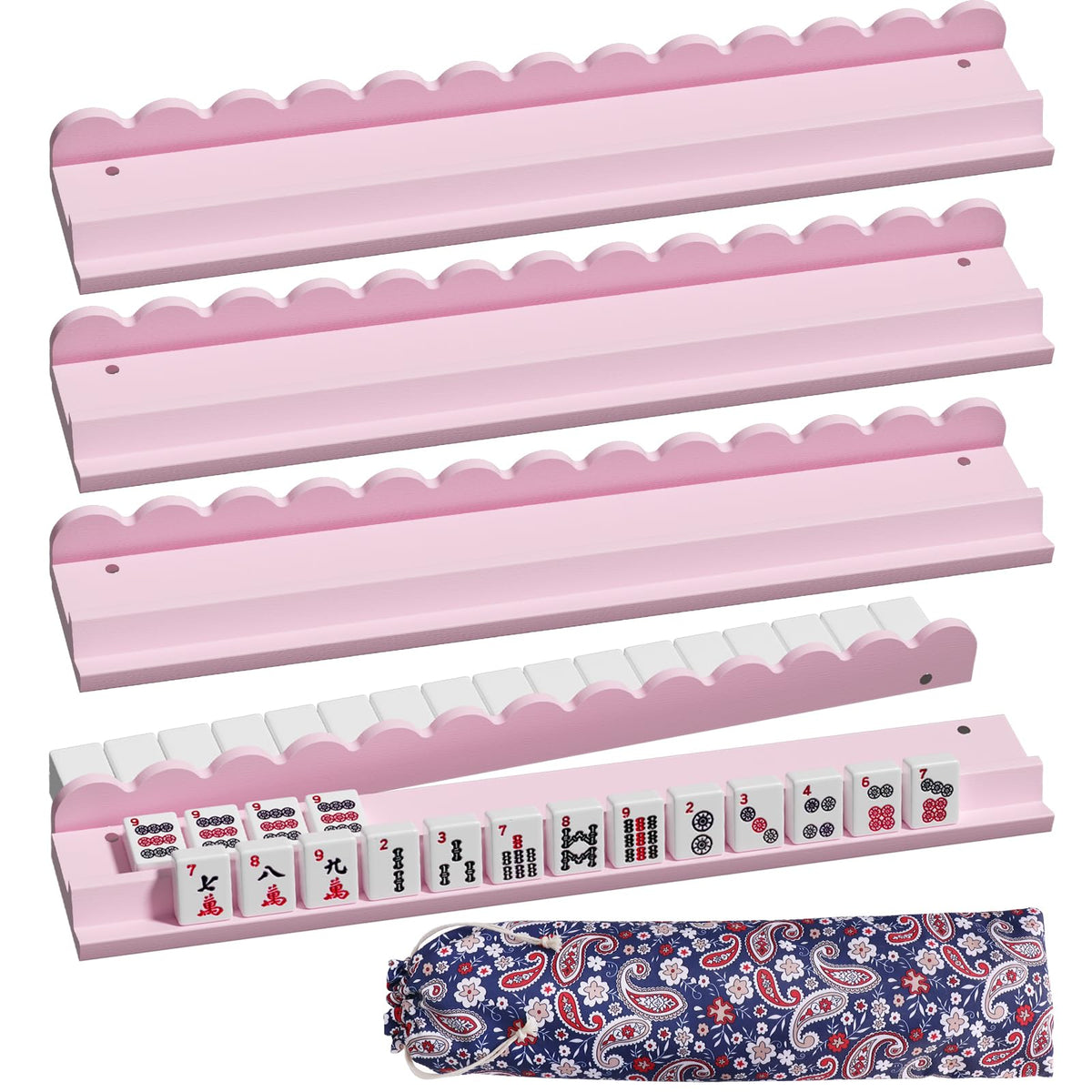 Wooden Mahjong Racks with Pushers Y8901